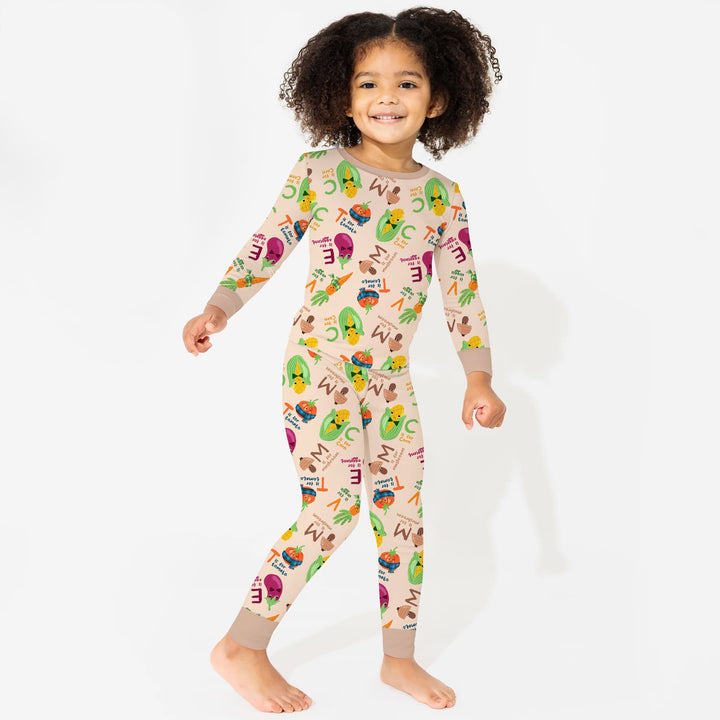 Veggie Letter Two Piece Long Sleeve Pajama Set