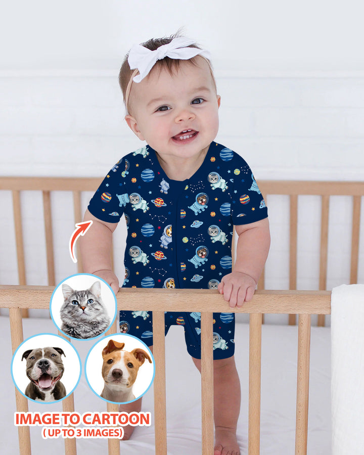 Plantilla PERSONALIZADA de Bambú Pijama Corto con Cremallera