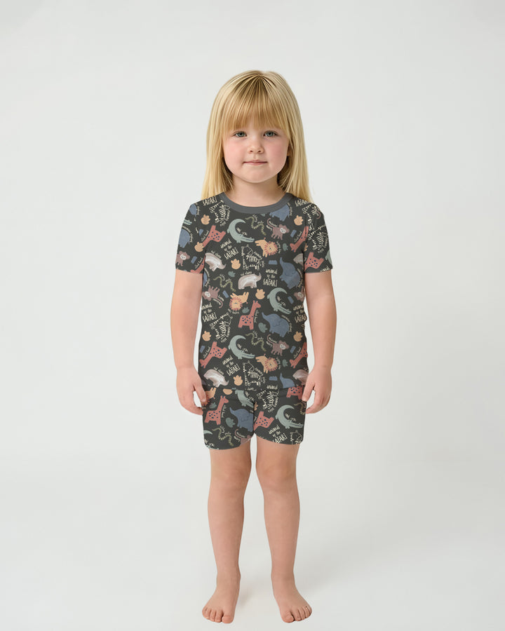 Funny African Animals Two Piece Short Sleeve Shorts Pajama Set