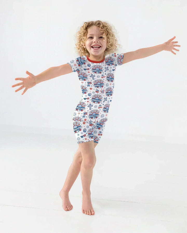 One Nation Under God Family Matching Bamboo Two Piece Short Sleeve Shorts Pajama Set