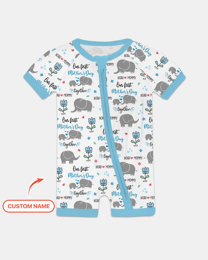 Custom Name Elephant Our First Mother's Day Shorty Zippy