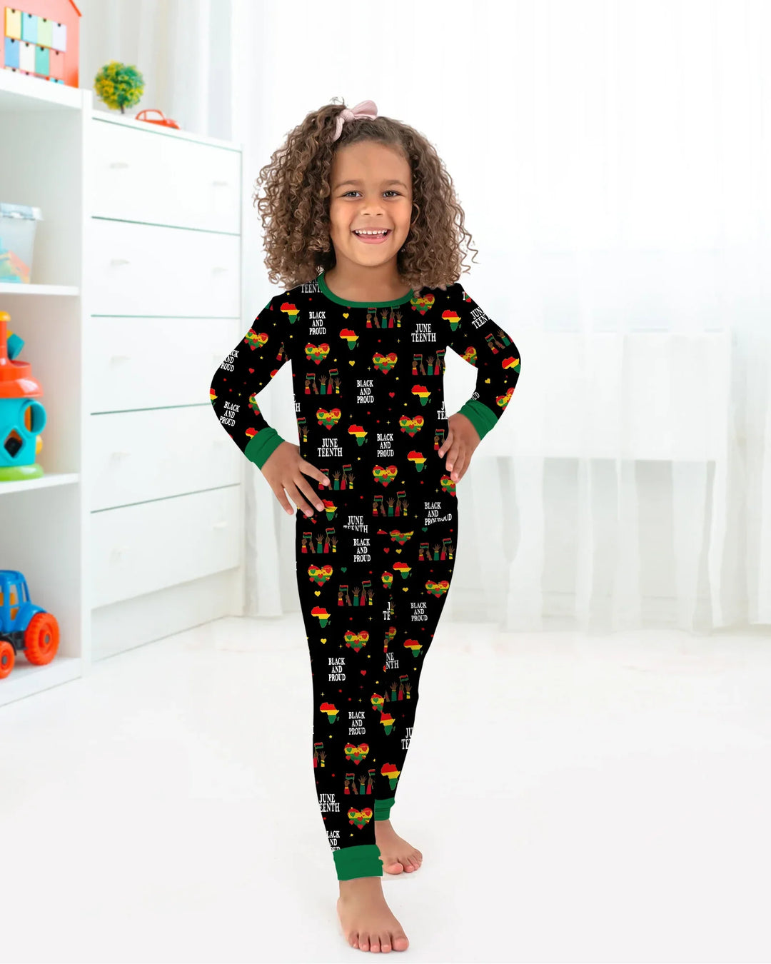 Juneteenth Black and Proud Bamboo Two Piece Long Sleeve Pajama Set