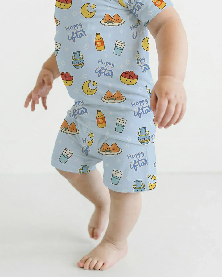 Iftar Party Two Piece Short Sleeve Shorts Pajama Set