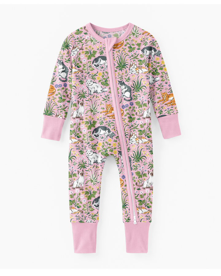 Pijama convertible de bambú con cremallera para la familia Kitten Garden