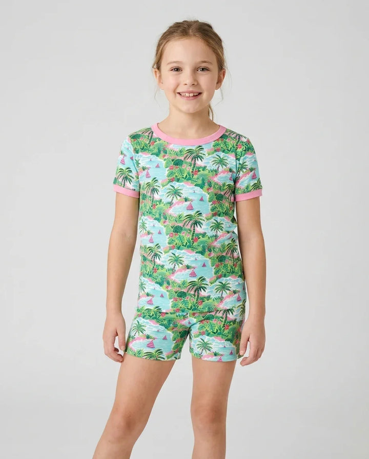 Preppy Coast Beach Club Bamboo Two Piece Short Sleeve Shorts Pajama Set