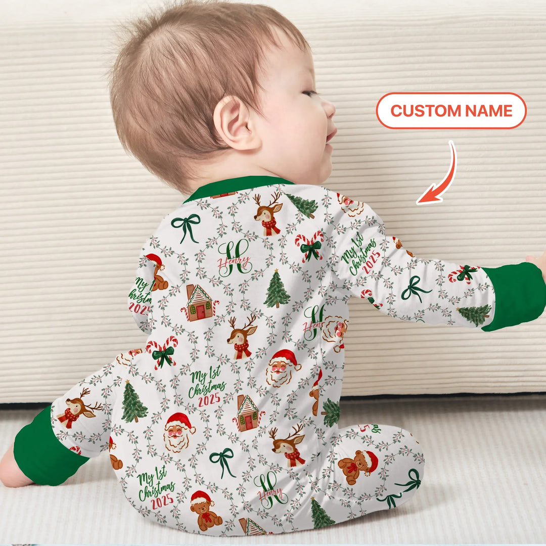 Custom name "Fancy Monogram Green Christmas 2025" Convertible Zippy
