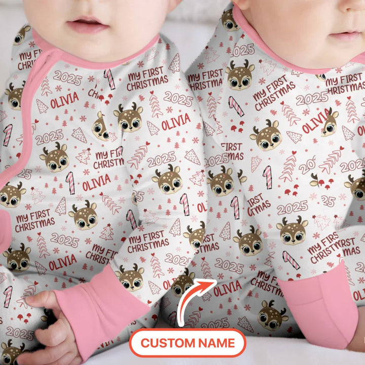 Custom Name Cute Reindeer My First Christmas Convertible Zippy