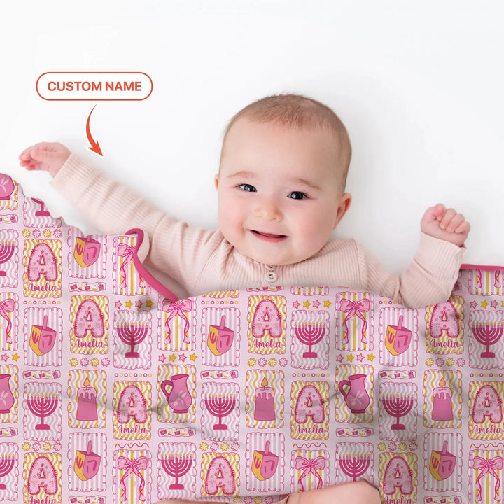 Custom Name Hanukkah Wonderland Toddler Blanket