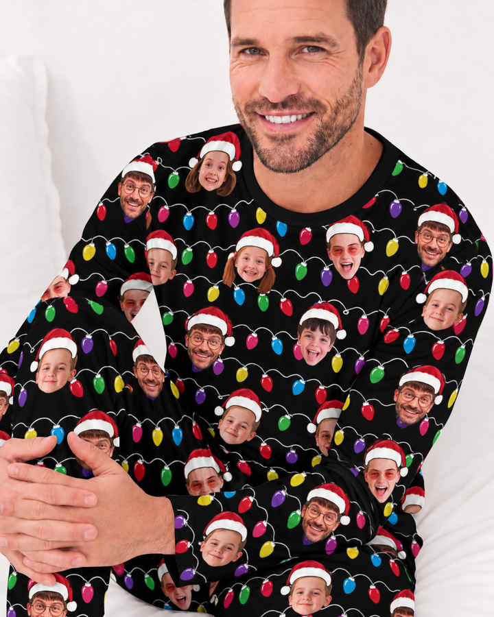Custom Face Christmas Family Silly Xmas Leds Bamboo Men's Pajama Set