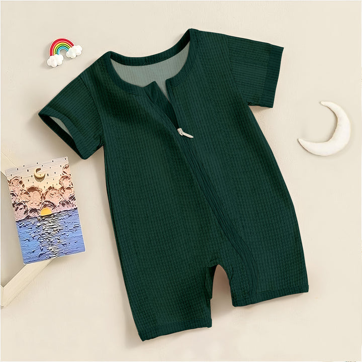 Deep Forest Green Ribbed Bamboo Baby Clothing – Warm and Earthy