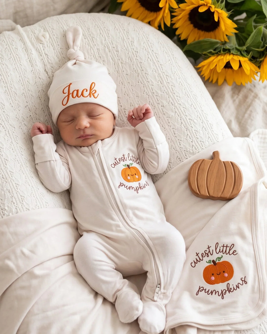 Personalized Cutest Little Pumpkin Embroidered Bamboo Blanket