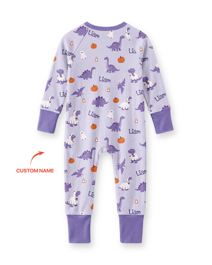 Custom Name Spooky Dinosaur Halloween - Personalized Bamboo Convertible Zippy