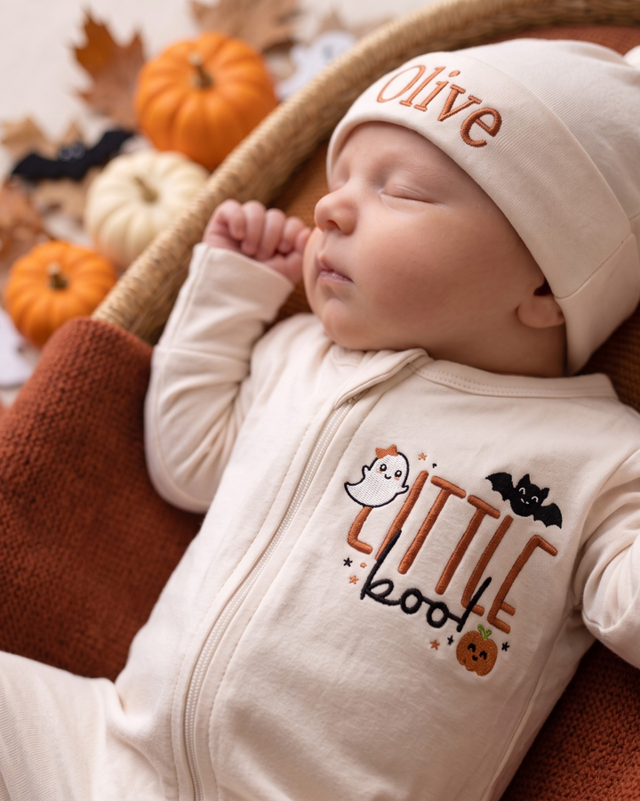 Custom Name Little Boo Embroidered Bamboo Hat
