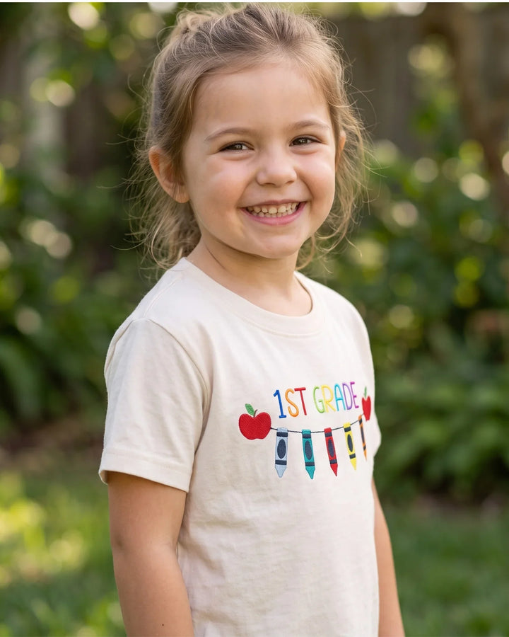 First Grade Magic Embroidered Bamboo Crewneck T-Shirt