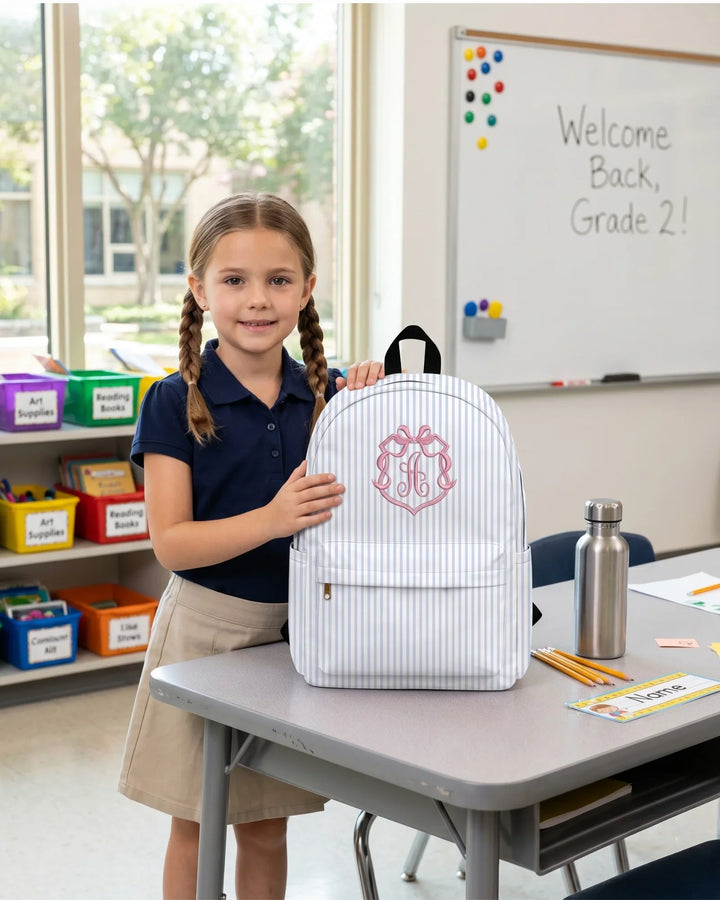 Custom Text Bow Frame Embroidered Backpack