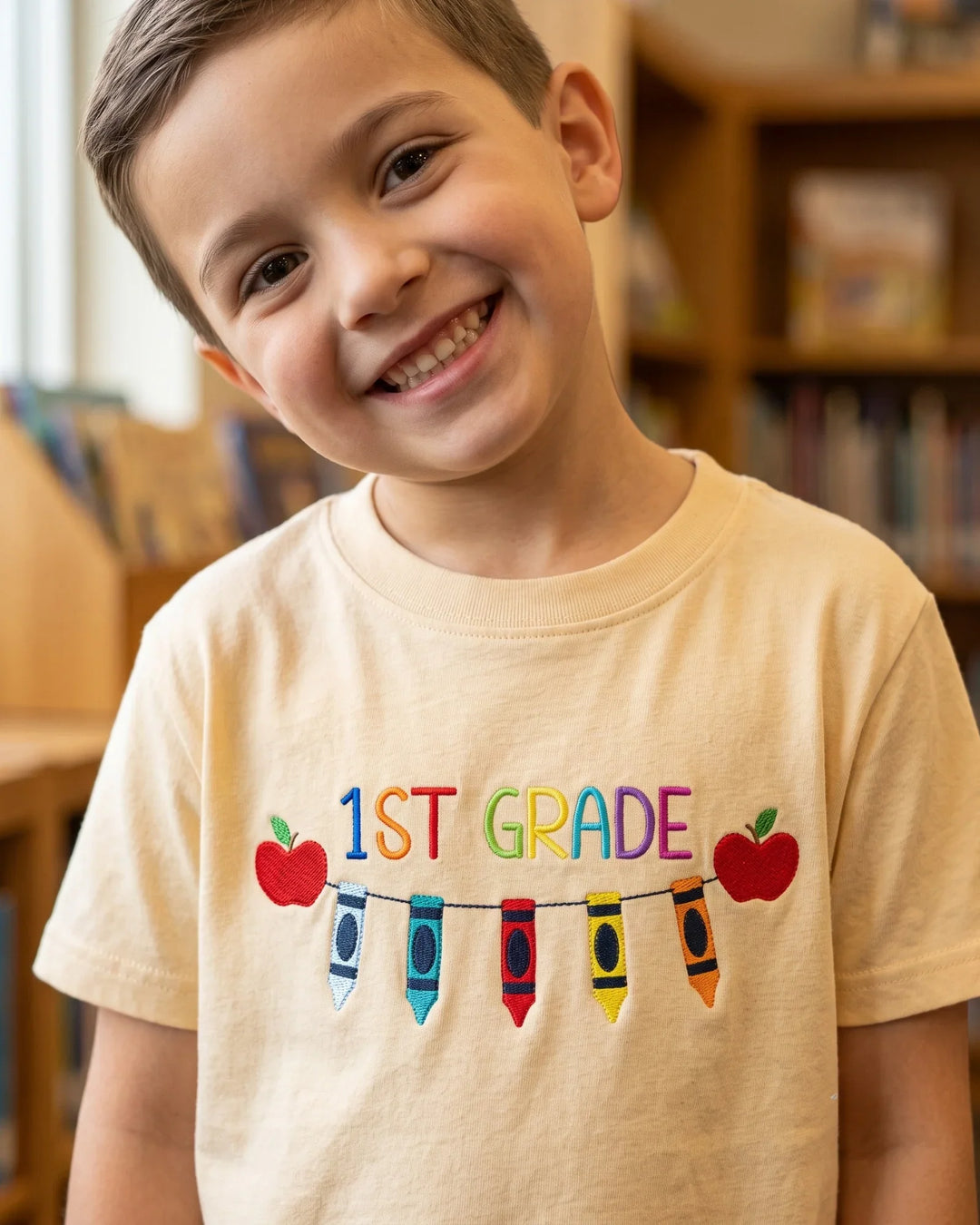 First Grade Magic Embroidered Bamboo Crewneck T-Shirt