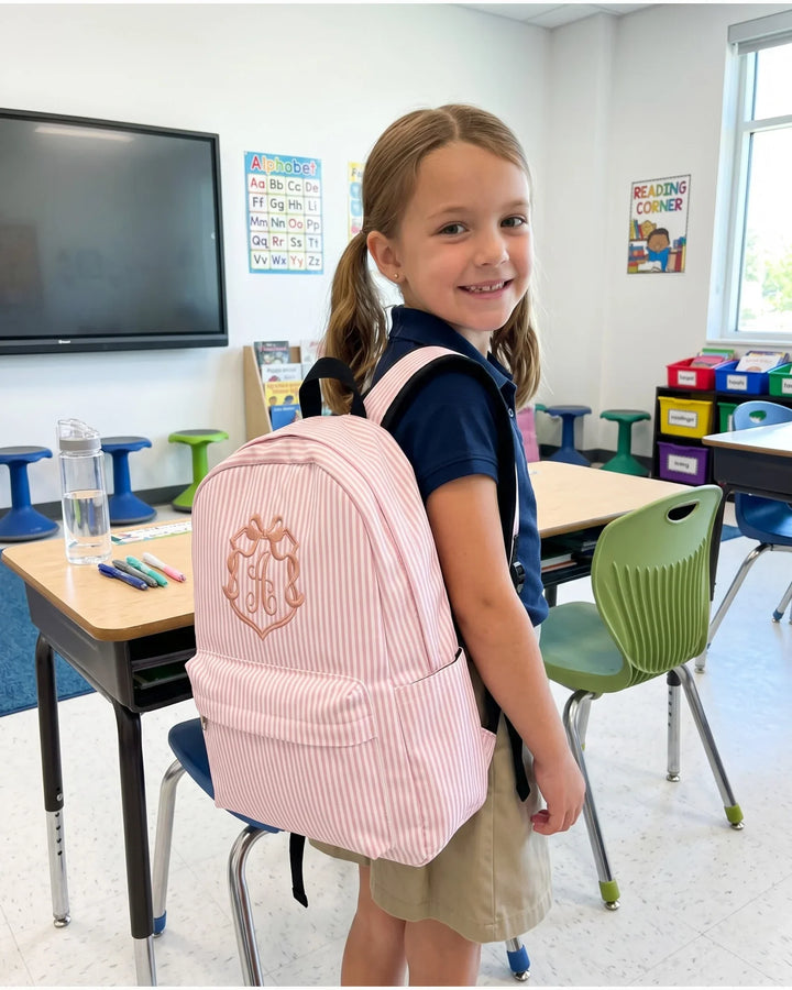 Custom Text Bow Frame Embroidered Backpack