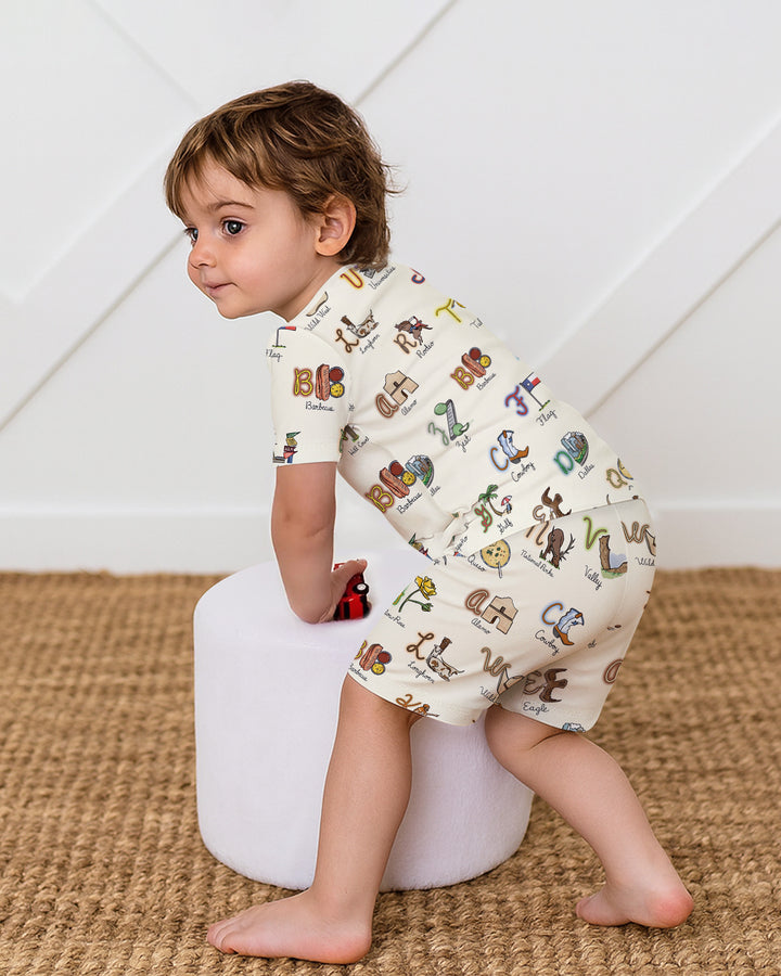 Texas Alphabet Bamboo Two Piece Short Sleeve Shorts Pajama Set