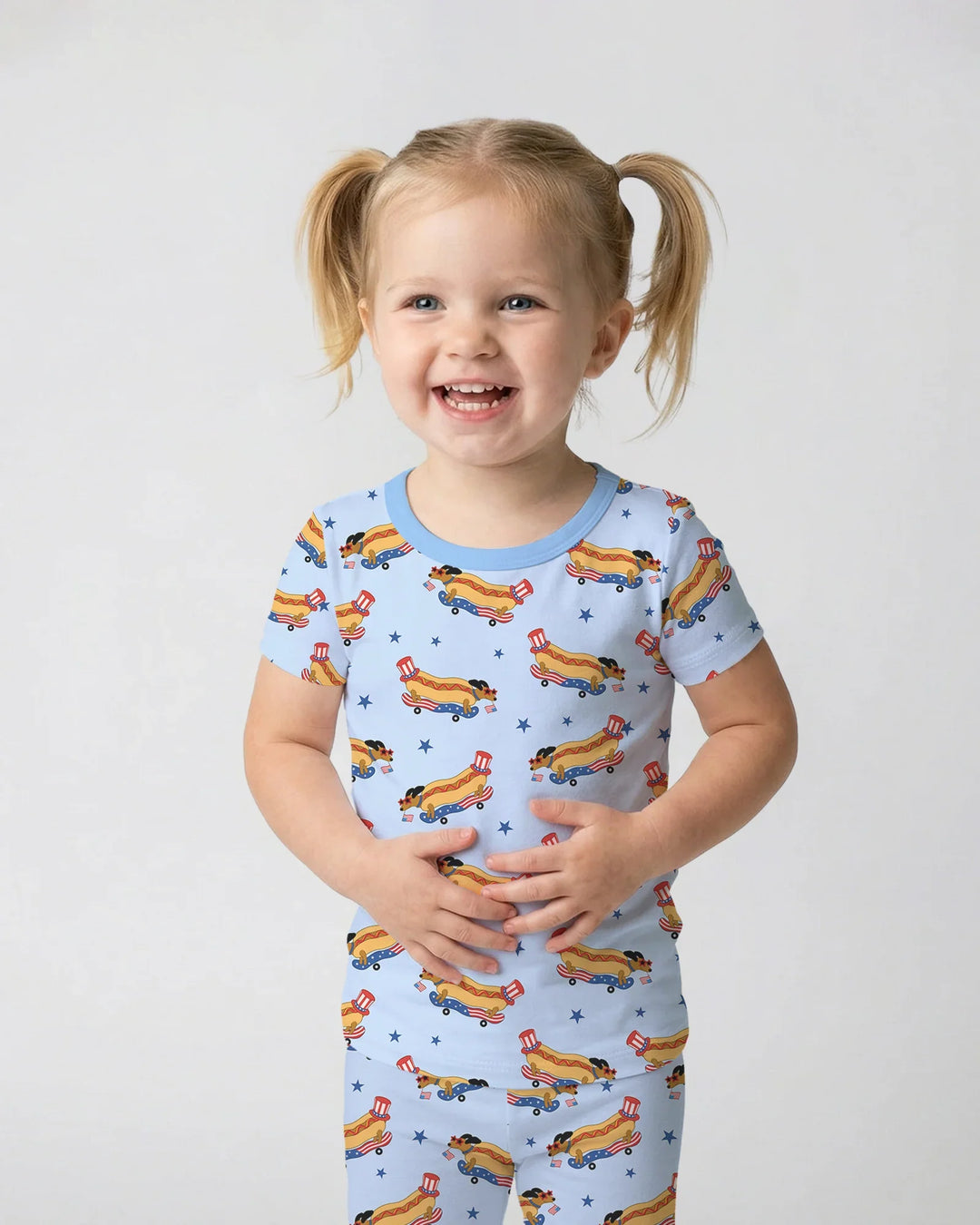 American Hot Dog Bamboo Two Piece Short Sleeve Pajama Set