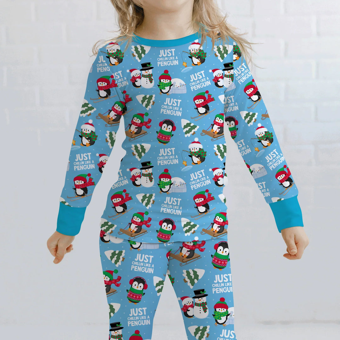 Chillin Like A Penguin Two Piece Long Sleeve Pajama Set