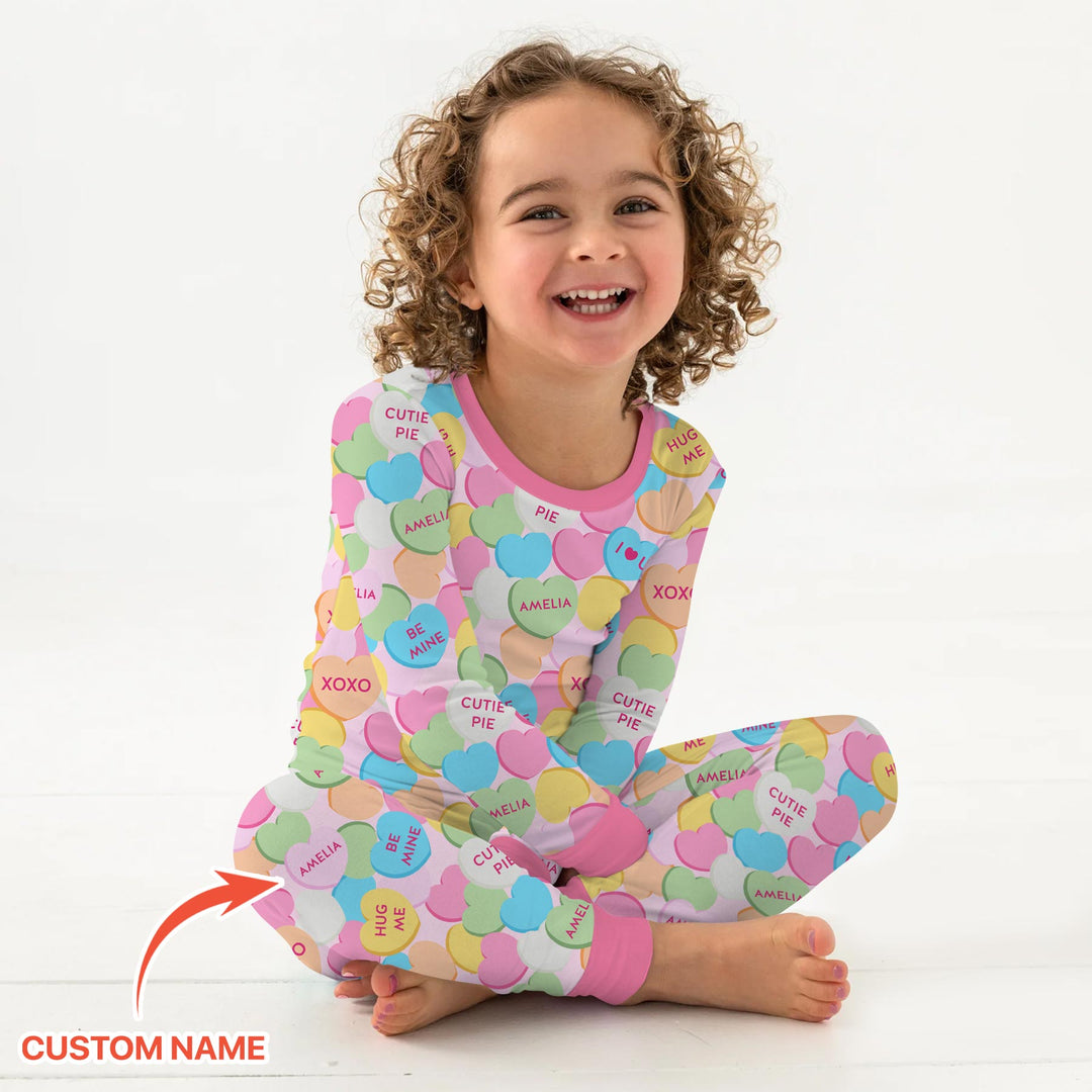 Valentine Candy Crush Family Matching Two Piece Long Sleeve Pajama Set