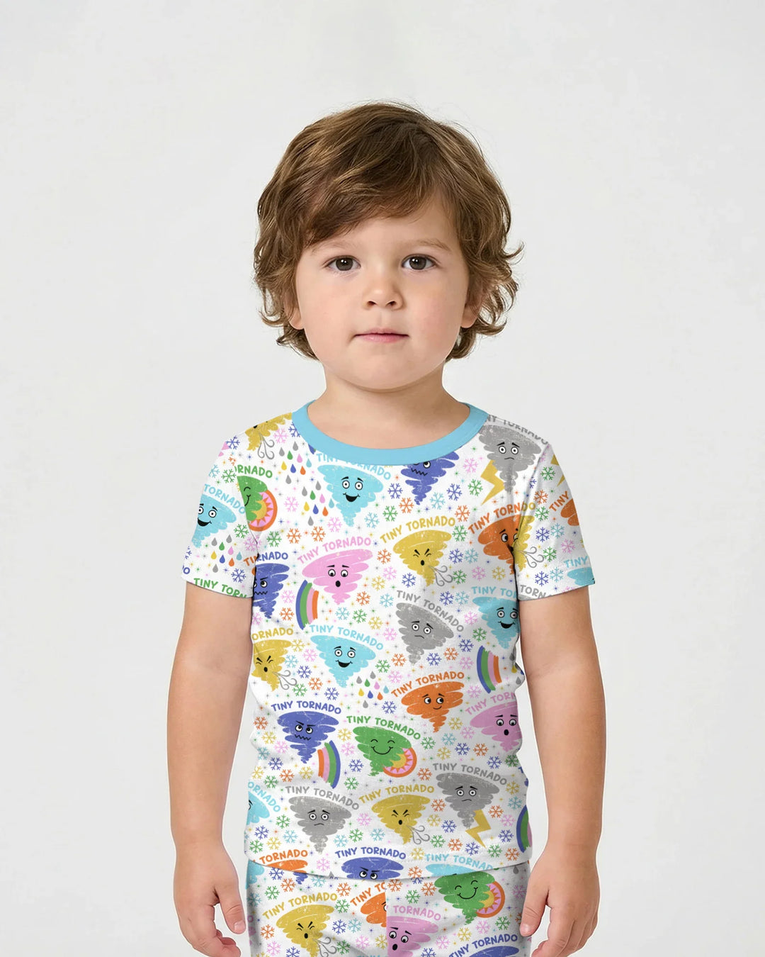 Tornado Family Matching Bamboo Two Piece Short Sleeve Shorts Pajama Set