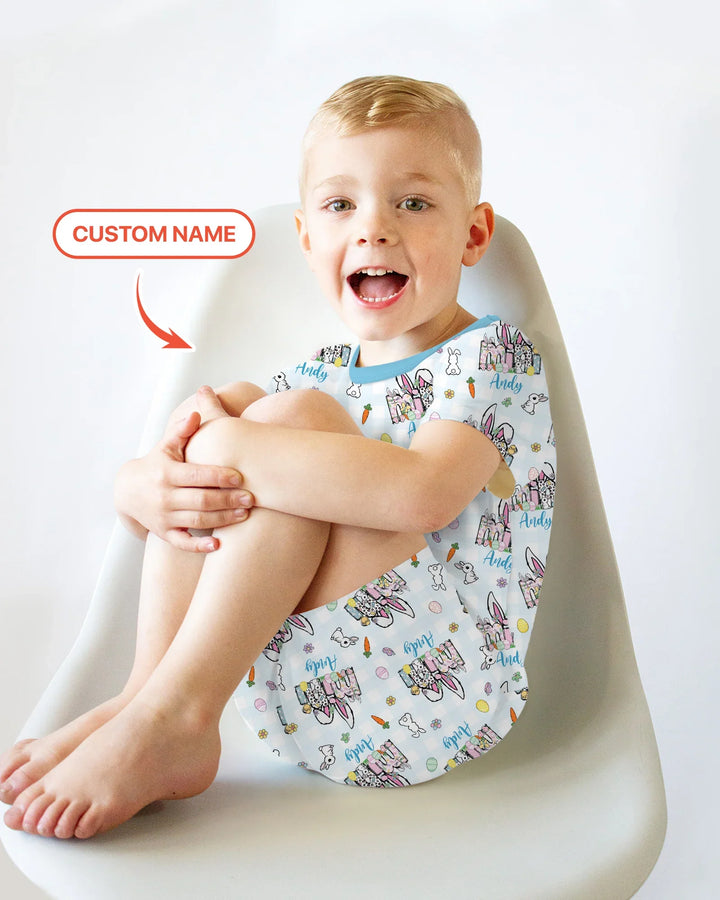 Custom Name Easter Family Matching Two Piece Short Sleeve Shorts Pajama Set