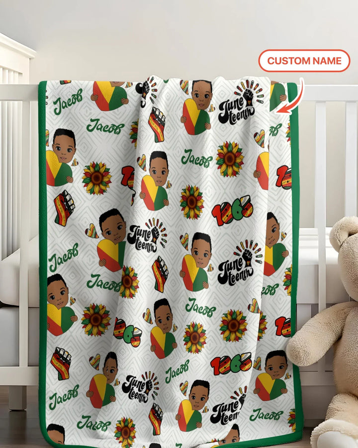Custom Name Bloom in Freedom Bamboo Blanket