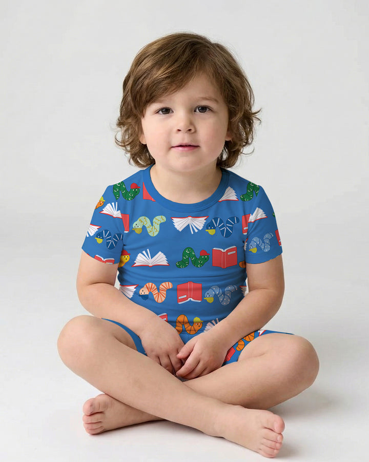 Bookworm Family Matching Bamboo Two Piece Short Sleeve Shorts Pajama Set