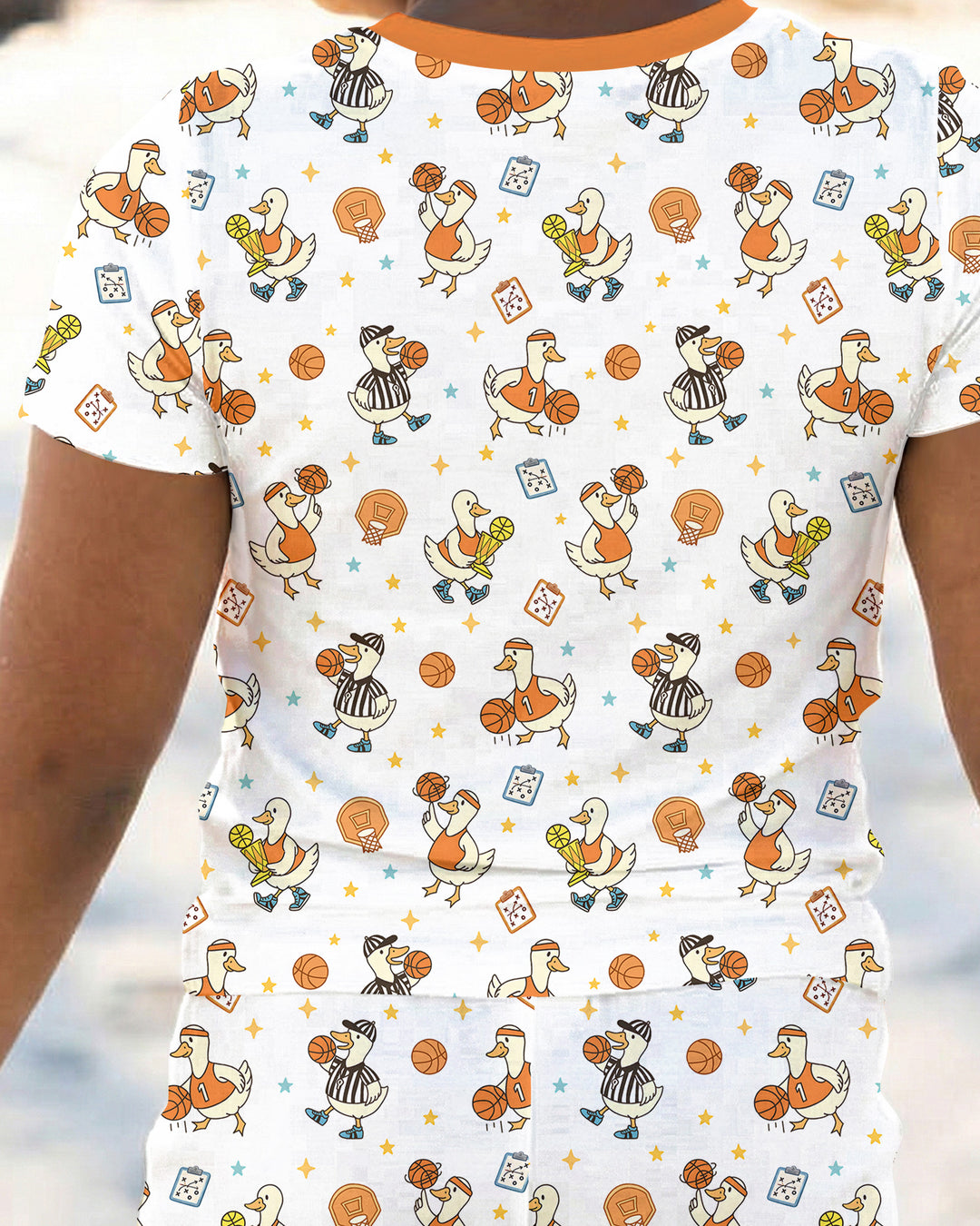Silly Goose Playing Basketball Bamboo Two Piece Short Sleeve Pajama Set