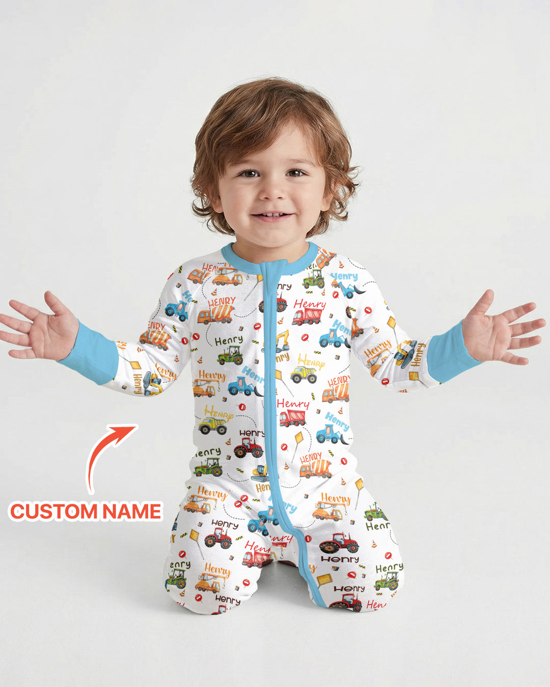 Construction Vehicles Custom Name Convertible Zippy