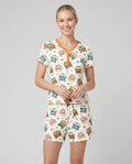 Stay Wild Flower Child Bamboo Women Short Sleeve Short Pajama Set