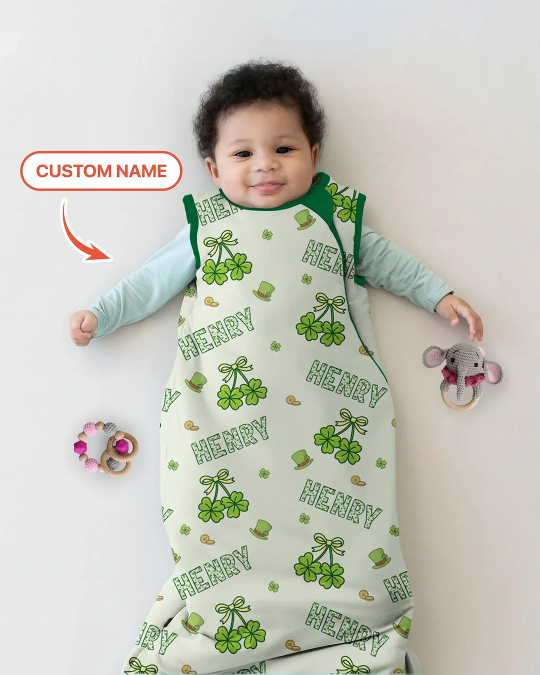 Custom Name Lucky Little Shamrock Sleep Bag