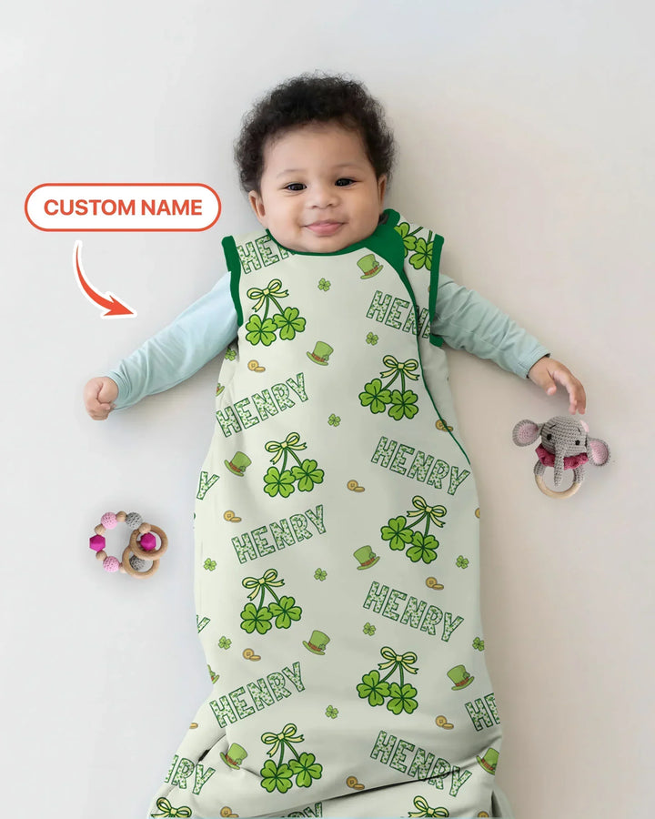Custom Name Lucky Little Shamrock Sleep Bag