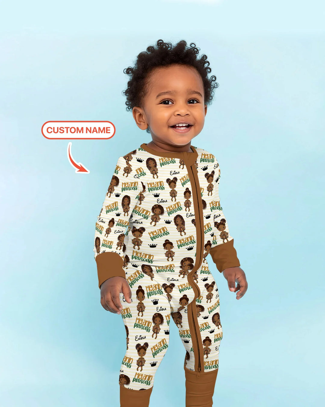 Custom Name Melanin Princess Bamboo Convertible Zippy