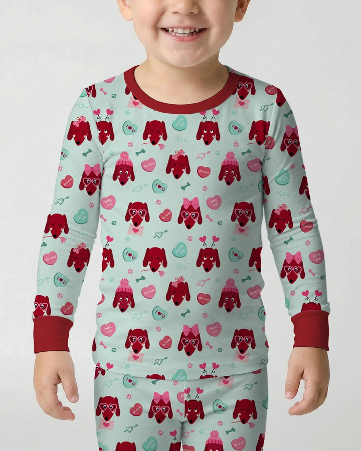 Dachshund Is My Valentine Two Piece Long Sleeve Pajama Set