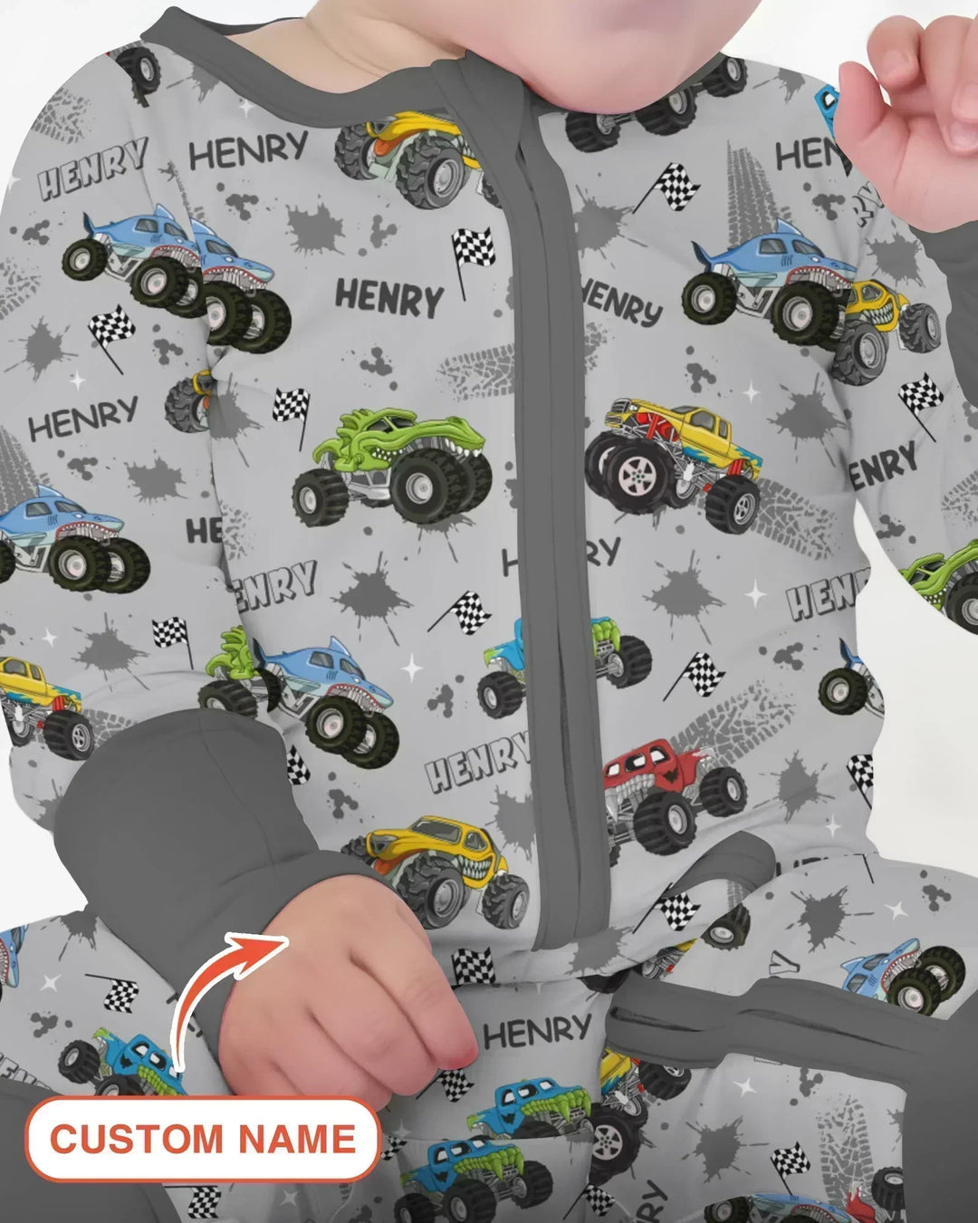 Monster Truck Dirt Jam Custom Name Daddy & Me Matching Convertible Zippy