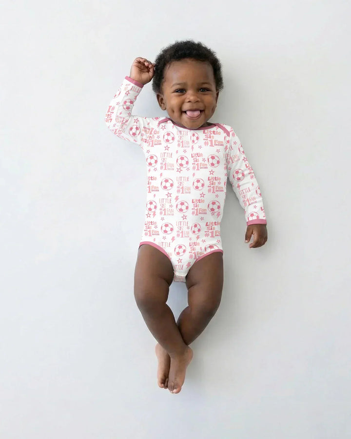 Little Sister and Bro #1 Fan Soccer Bamboo Bodysuit