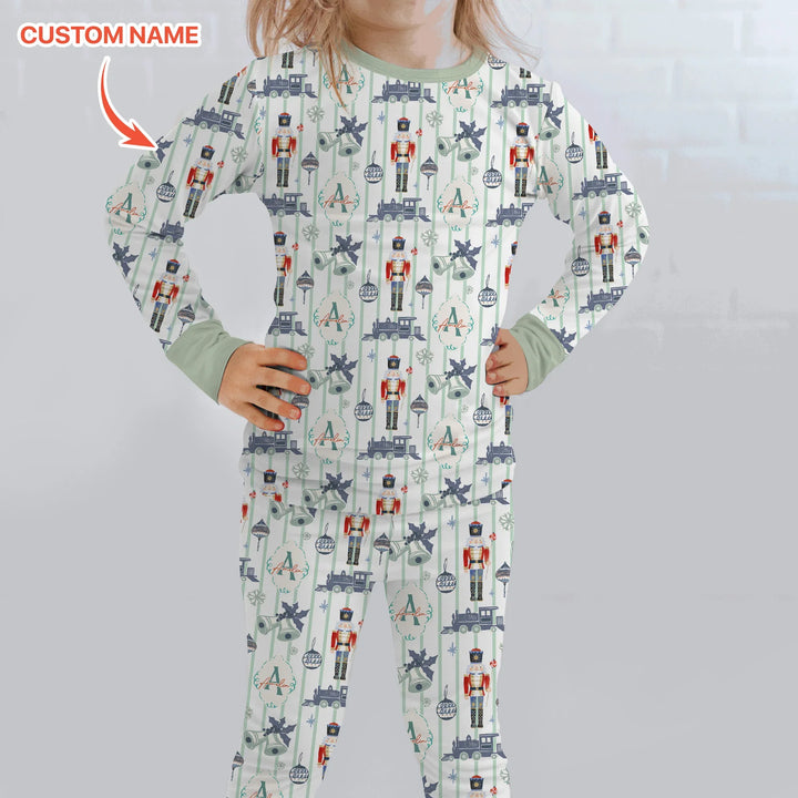Custom Nutcracker Medium Blue Two Piece Long Sleeve Pajama Set , Custom Nutcracker Medium Blue Two Piece Long Sleeve Pajama Set - 12-18M