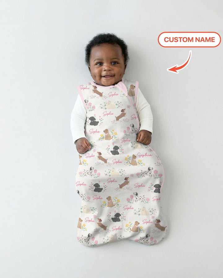 Custom Name Flower Dogs Sleep Bag