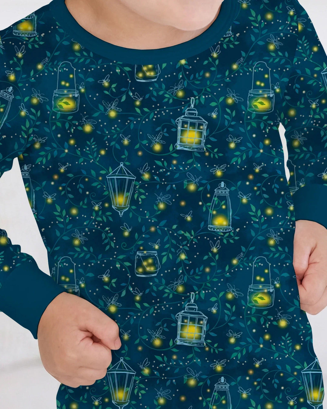 Conjunto de pijama de dos piezas de manga larga de bambú Firefly Evening Forest