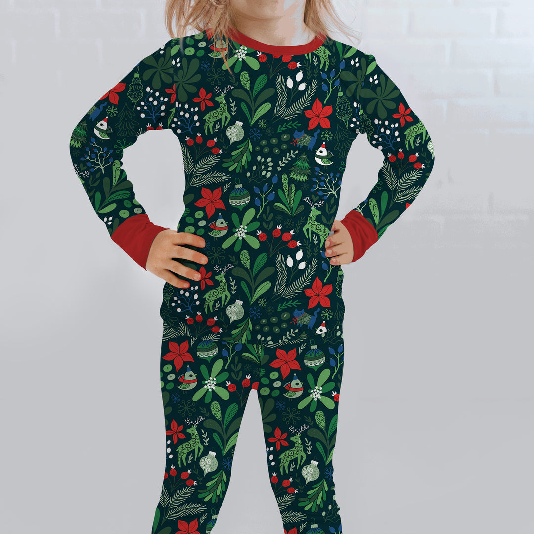 Zweiteiliges Langarm-Pyjama-Set mit Sommerfrüchten