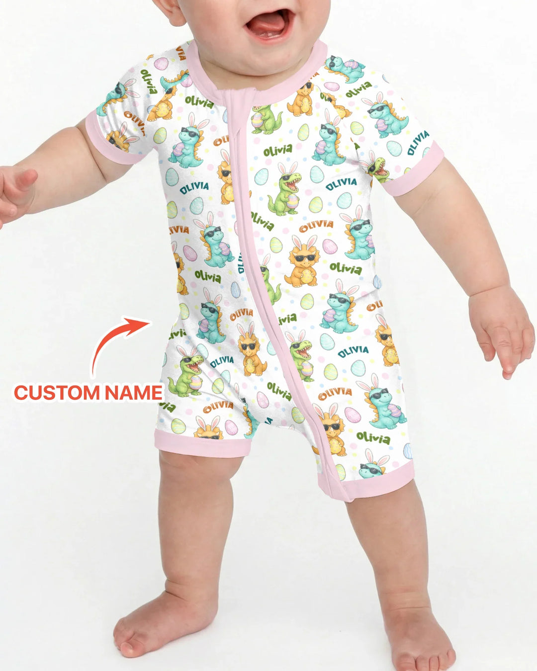 Custom Name Dinosaur on the Hunt Shorty Zippy