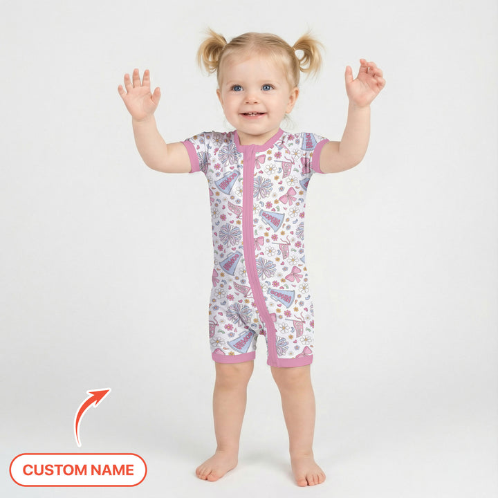 Custom Name Pastel Cheerleader Shorty Zippy