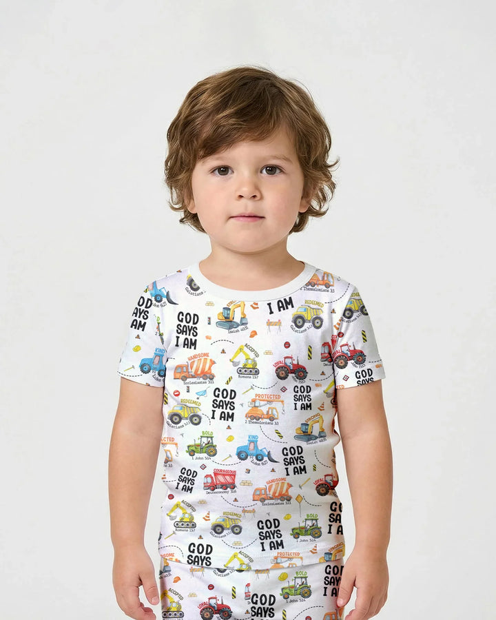 God Says I Am Boy Two Piece Short Sleeve Shorts Pajama Set