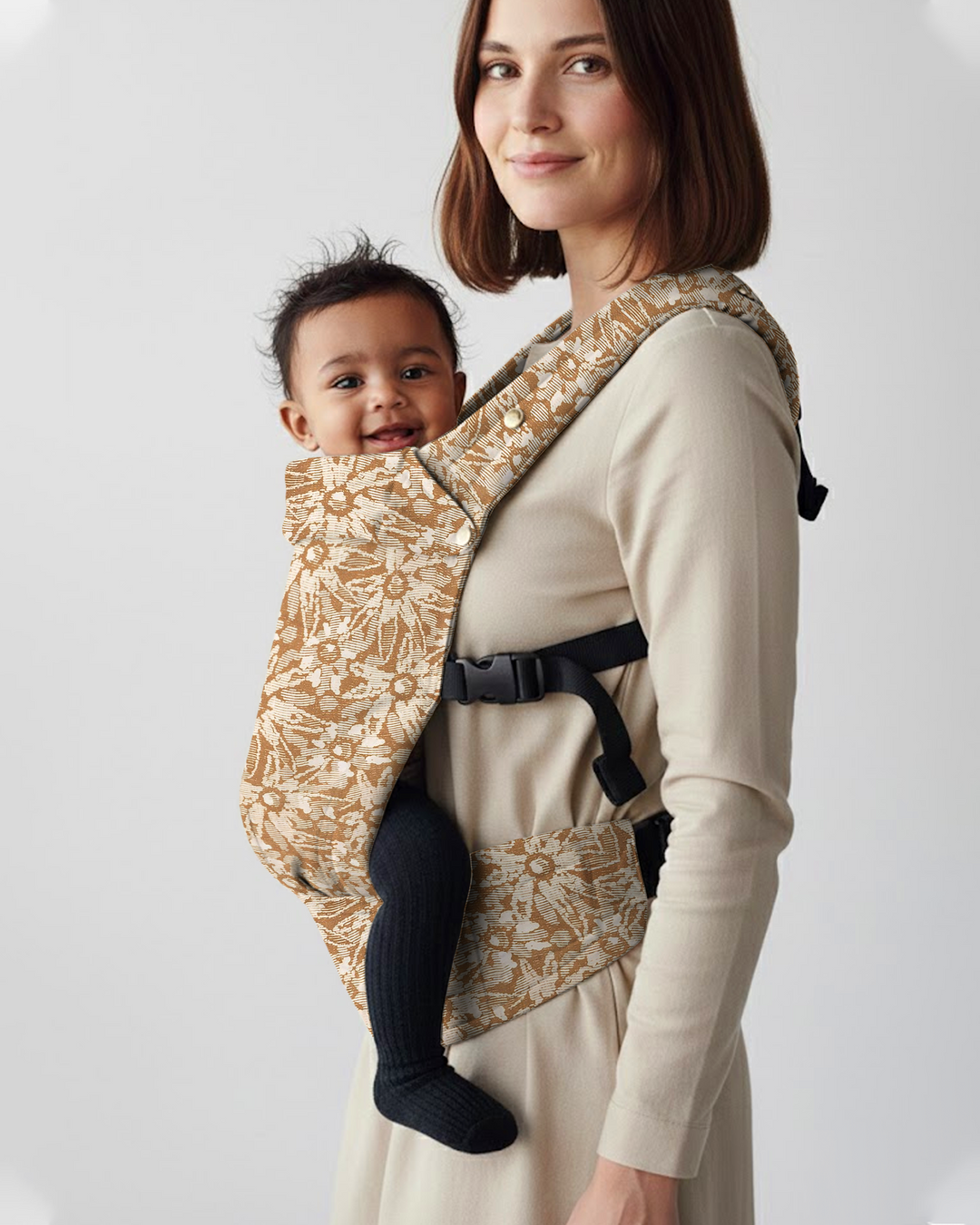 Warm Sand Floral Texture Baby Carrier