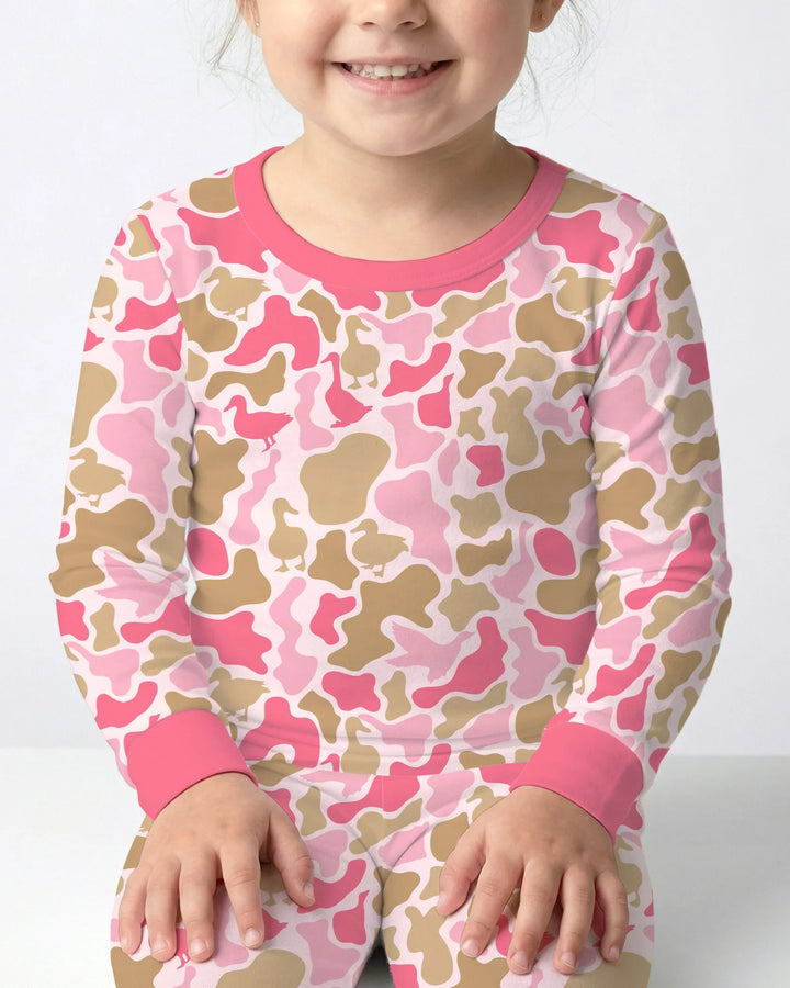 Mallard Duck Hunting Camouflage Bamboo Two Piece Long Sleeve Pajama Set