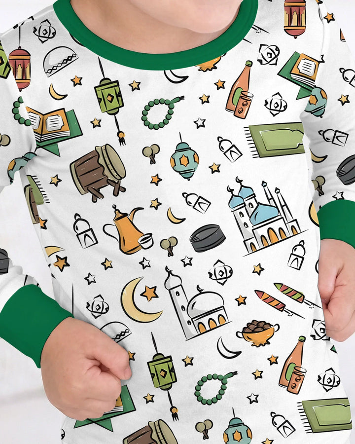 Zweiteiliges Langarm-Pyjama-Set mit Sommerfrüchten