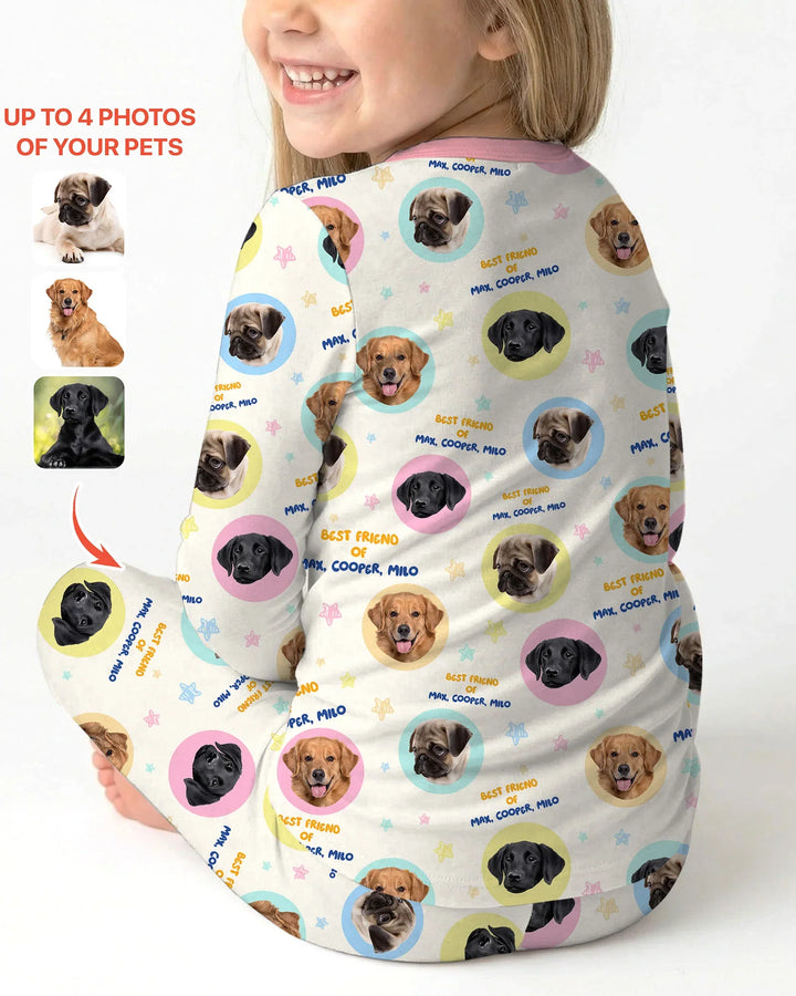 Best Friend Custom Name And Pet Photos Bamboo Two Piece Long Sleeve Pajama Set