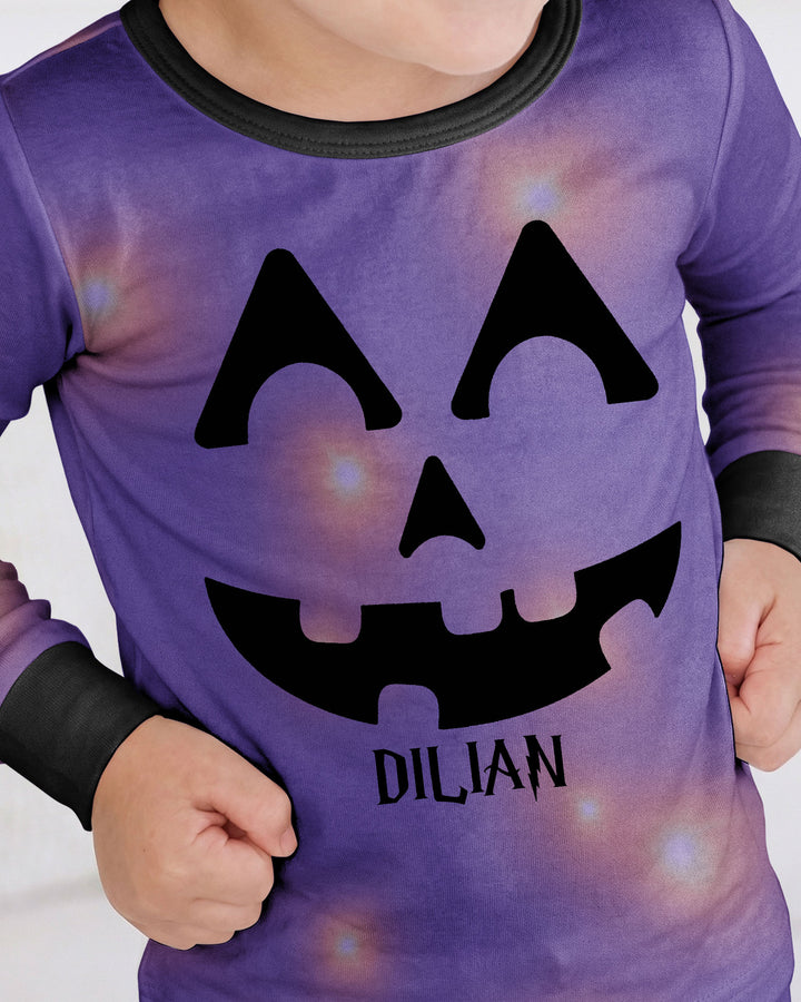 Glowing Pumpkin Bamboo Two Piece Long Sleeve Pajama Set